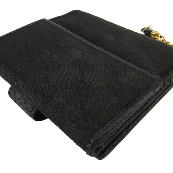 GUCCI W Hook Wallet GG Canvas Canvas ~ Leather Auth Used T19021 - Picture 7 of 10